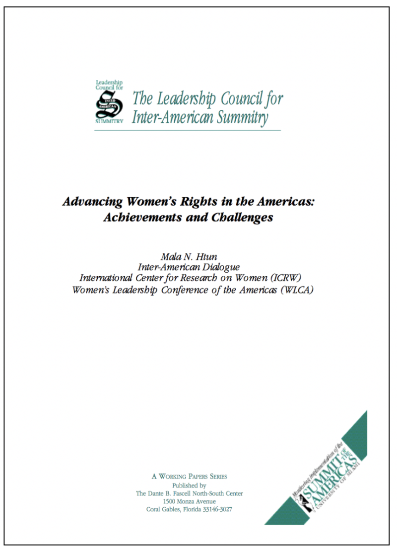 Report Cover for Advancing Women's Rights