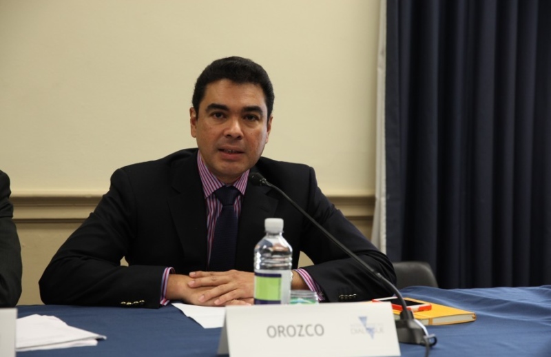 Orozco speaking at Dialogue event