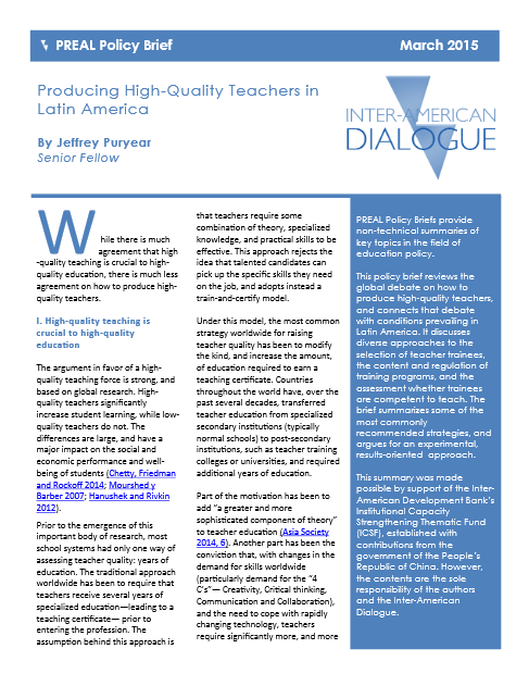 Producing High-Quality Teachers - Cover