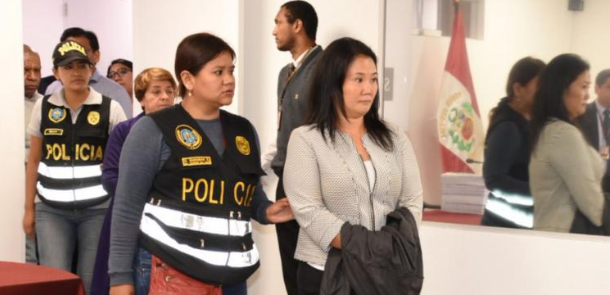 Peruvian opposition leader Keiko Fujimori was arrested on Oct. 10. // Photo: TV Perú.