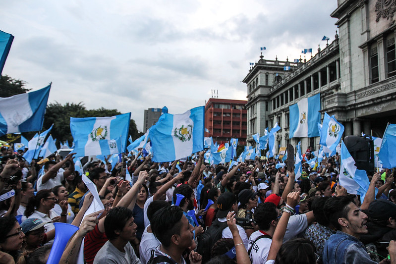 Guatemalan protesters in 2017 in the Plaza de la Constitución