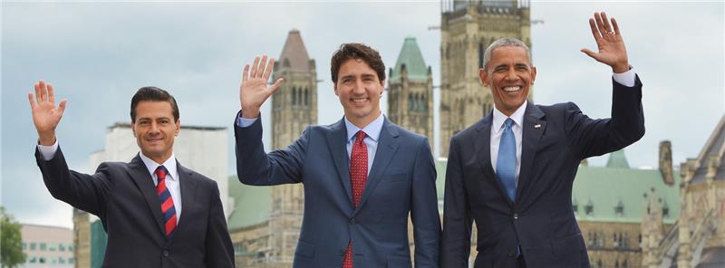Canadian Prime Minister Justin Trudeau met with his former Mexican and U.S. counterparts, Enrique Peña Nieto and Barack Obama.