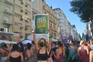 Woman protesting for abortion rights in Argentina