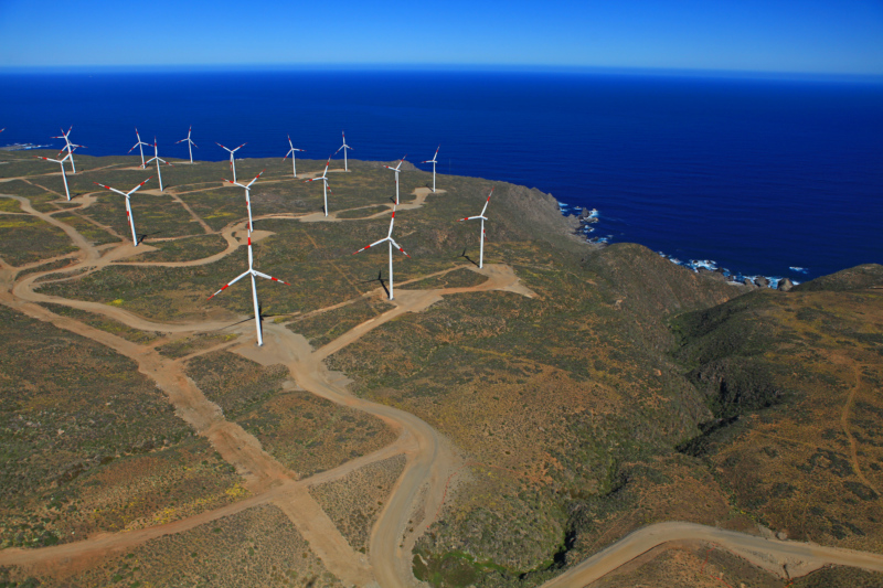 Wind turbines on the Chilean coast