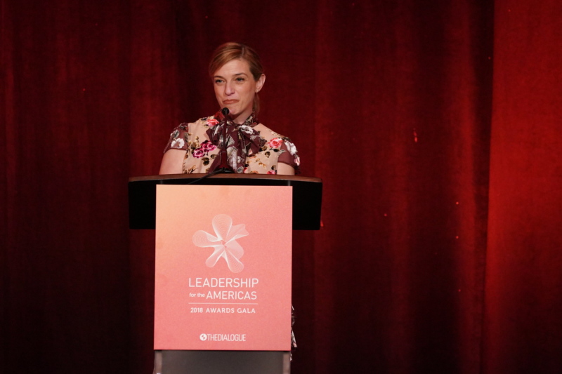 Pati Jinich speaking at the Dialogue's gala