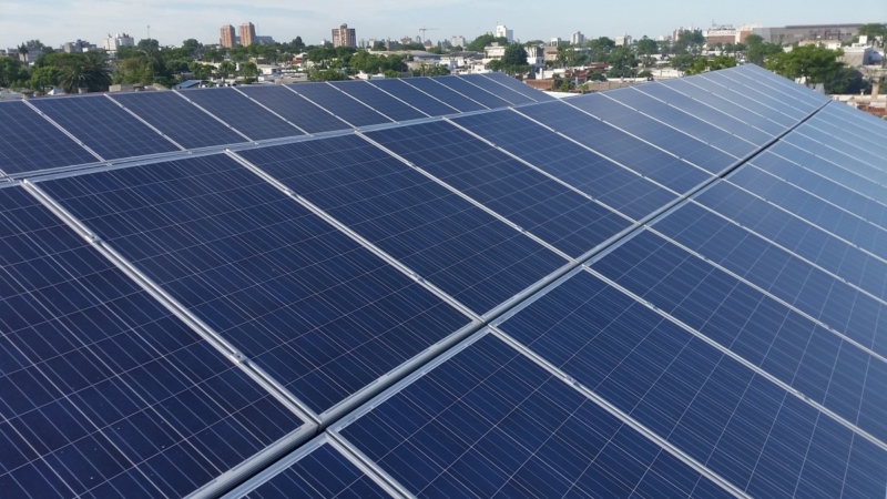 Row of solar PV panels