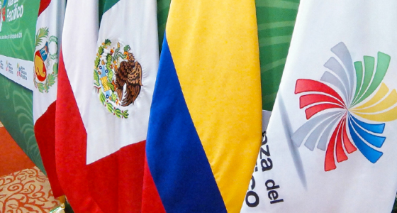 The flags of Pacific Alliance countries, including Mexico and Colombia.