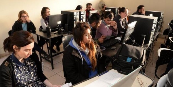 Students in a technology training program in Argentina