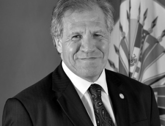 Profile image of Luis Almagro, Secretary General of the Organization of American States, in black and white