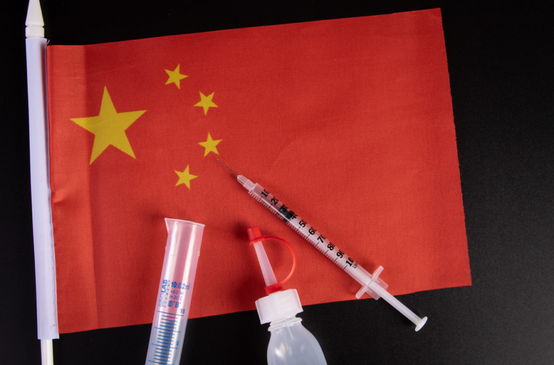 China flag with syringe