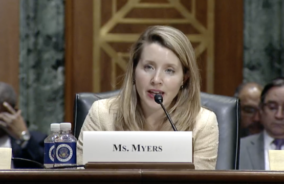 Photo of Margaret Myers at Senate Finance Committee Hearing
