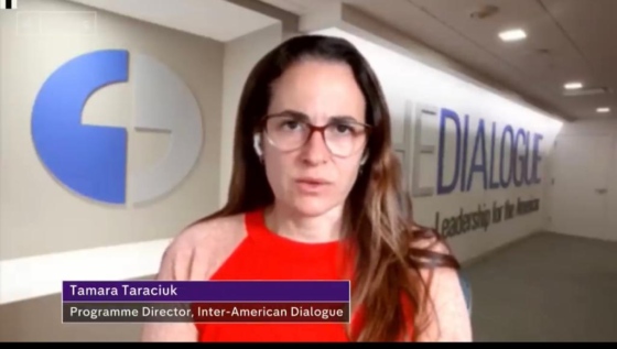 Screenshot of TV interview with Tamara Taraciuk