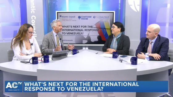 Panelists at the event on What's Next for the International Response to Venezuela