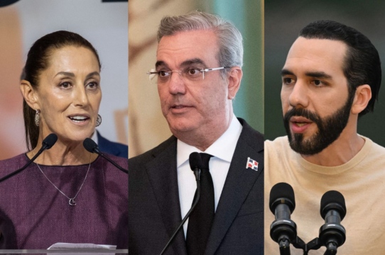 Presidential candidates in 2024, left to right: Claudia Sheinbaum, Luis Abinader and Nayib Bukele.