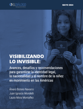 Photo of report cover with migrant girl holding passport